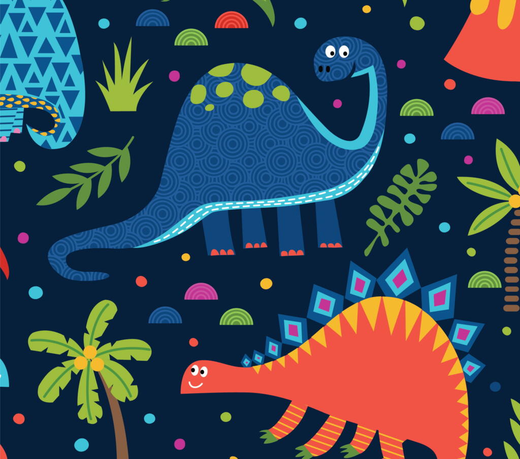 Dino World Navy - Cotton Print (2402-15)