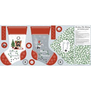 Christmas Pets Stocking Panel 50cm - Christmas - Cotton Print (3256-06)