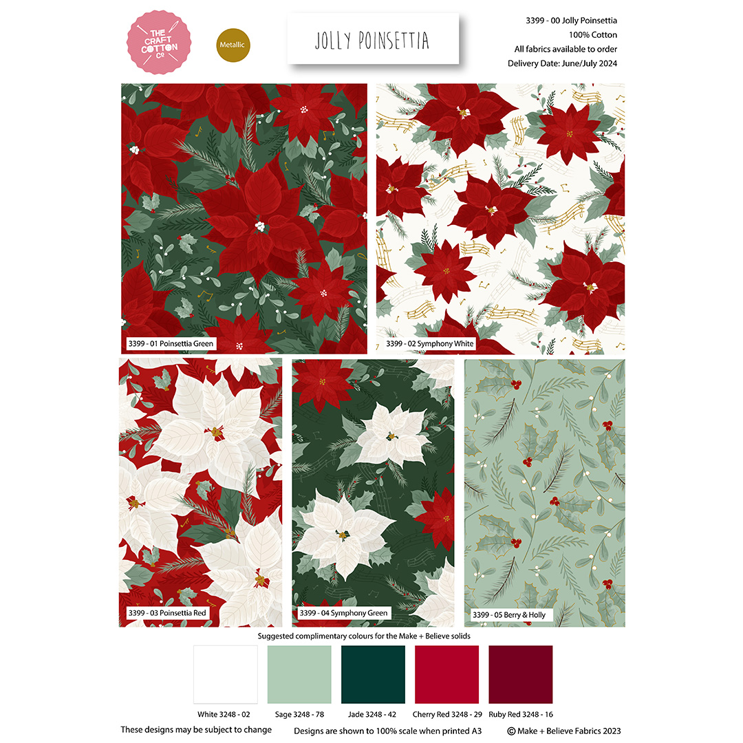 Jolly Poinsettia - Christmas - Fat Quarters (3399-00)
