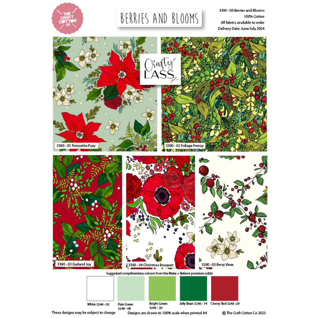 Berries & Blooms by The Crafty Lass - Christmas - Fat Quarters (3390-00)