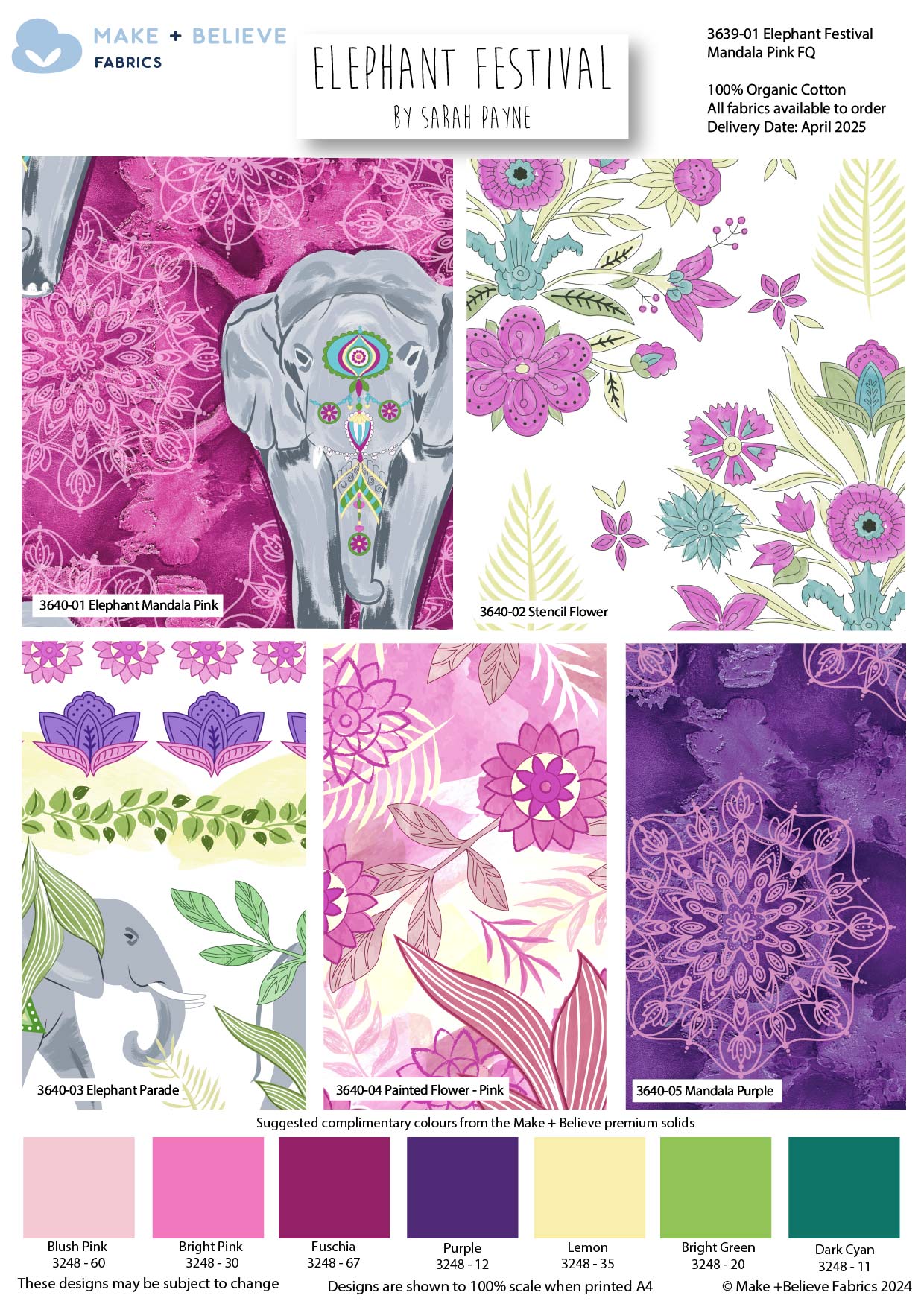 Elephant Festival by Sarah Payne - M+B - Organic Cotton Fat Quarters (3639-00)