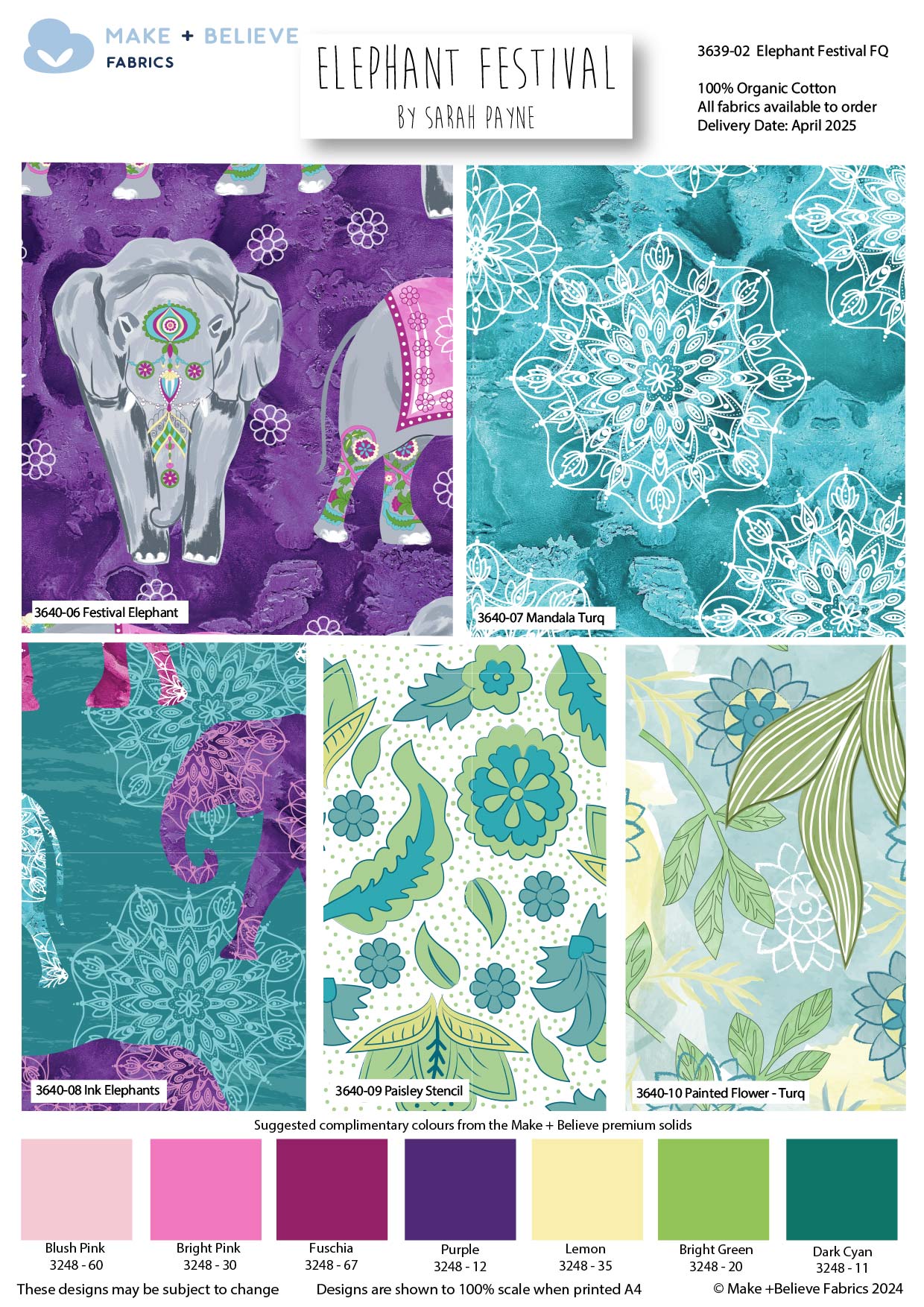 Elephant Festival by Sarah Payne - M+B - Organic Cotton Fat Quarters (3639-00) - Image 2