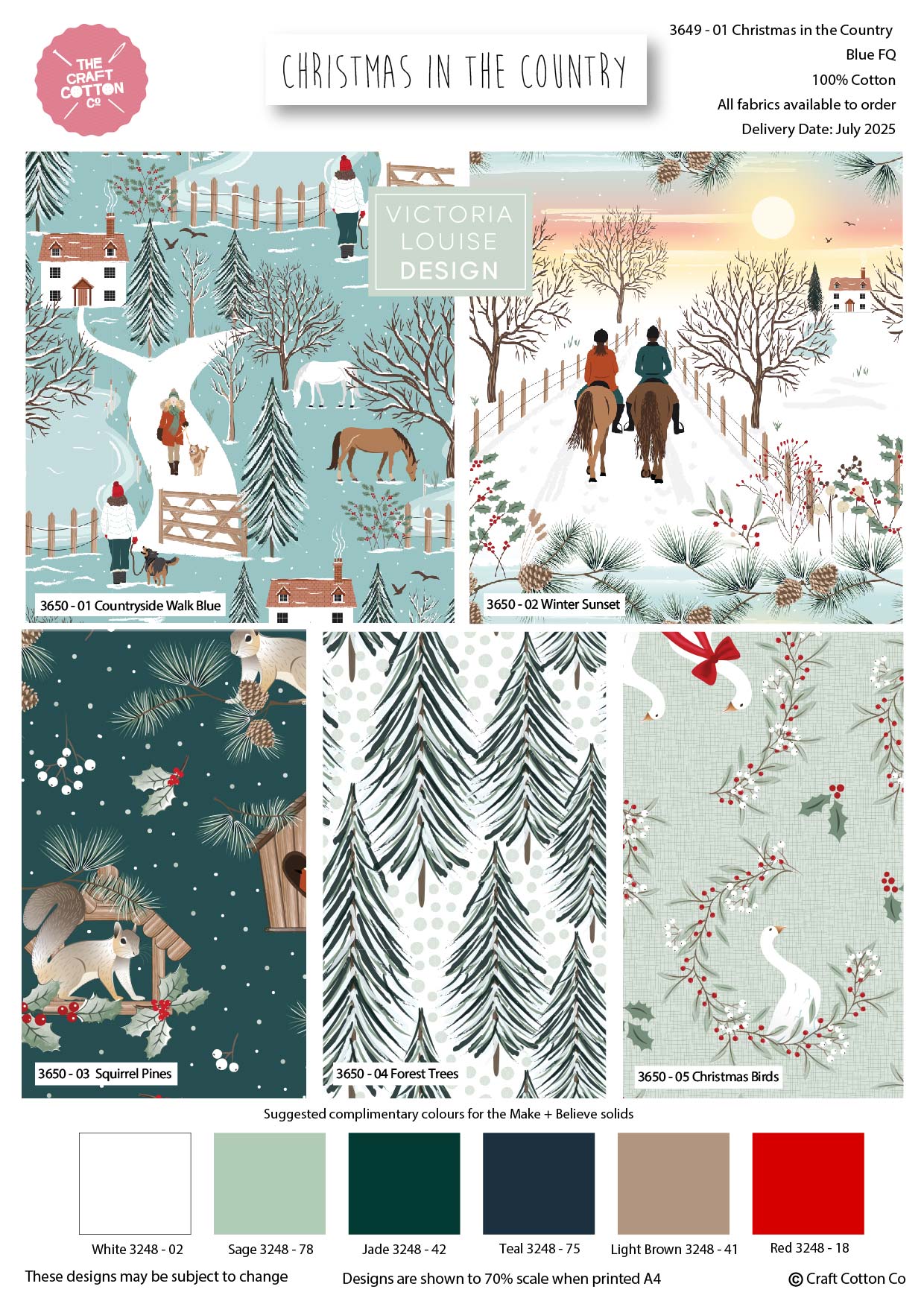 Christmas in the Country by Victoria Louise Design - Fat Quarters (3649-00)
